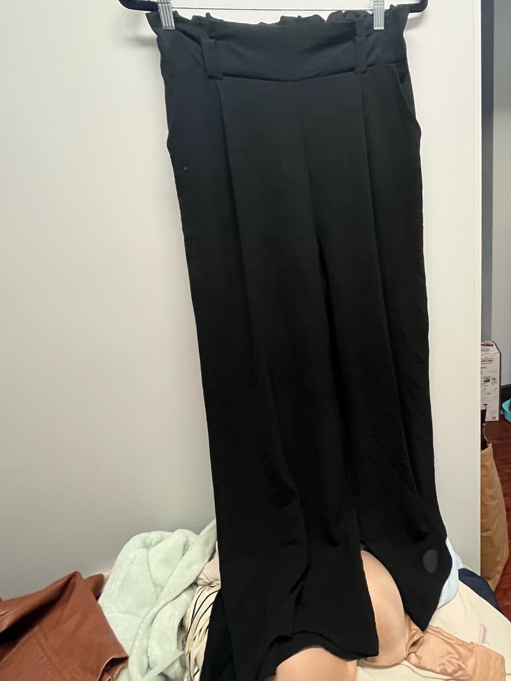 Black High-Waist Paper-bag Pants
